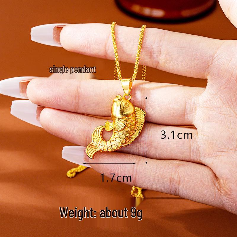 

Vintage Koi 3D Necklace: Vietnamese Sand Gold Pendant, Women s National Tide Jewelry