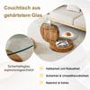 Modern Minimalist Tempered Glass Coffee Table, Multi-Layer Design, High-Quality MDF Material, with Natural Wood Texture Stickers