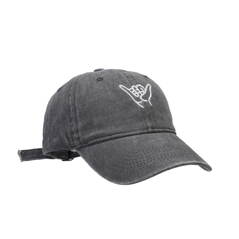 Men's washed old soft top finger embroidered baseball cap trendy women's spring and summer outdoor travel sun protection hat