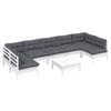 8 Piece Garden Lounge Set with Cushions White Pine Solid Wood