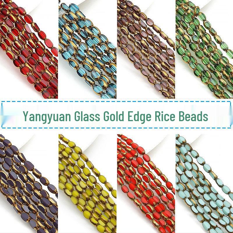 

Gold-Edged Oval Faceted Crystal Rice Beads for DIY Jewelry Accessories