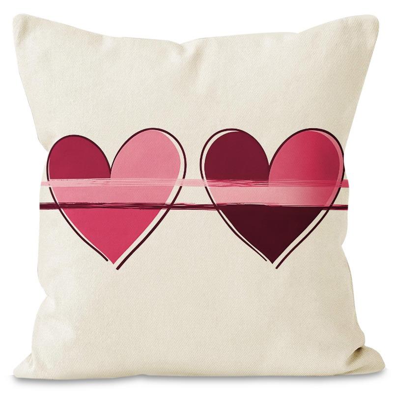 Valentine'S Day Pink Love Heart Home Decor Pillowcase Bedroom Living Room Sofa Decoration Polyester Cushion Cover With Zipper