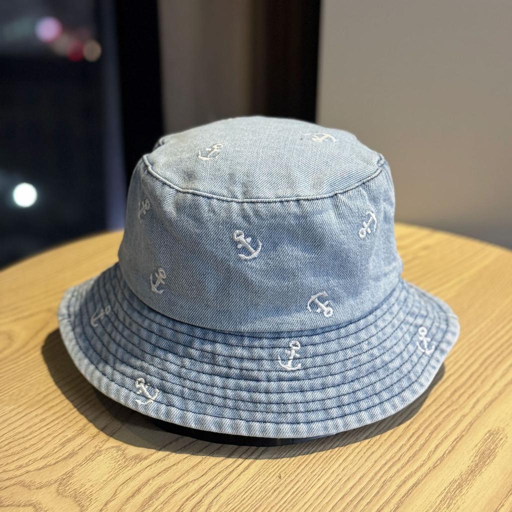New casual fashion washed denim embroidered fisherman hat for women, Korean version, sweet, unique, and super stylish hat2026Tide