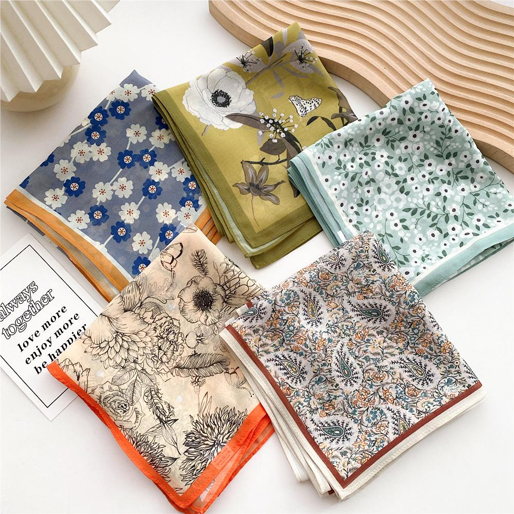 Dekorativer Seidenschal mit einfacher Textur für Damen im neuen Stil für Frühling und Herbst, Sommermode, vielseitiger Kopftuch, Arbeitsschal