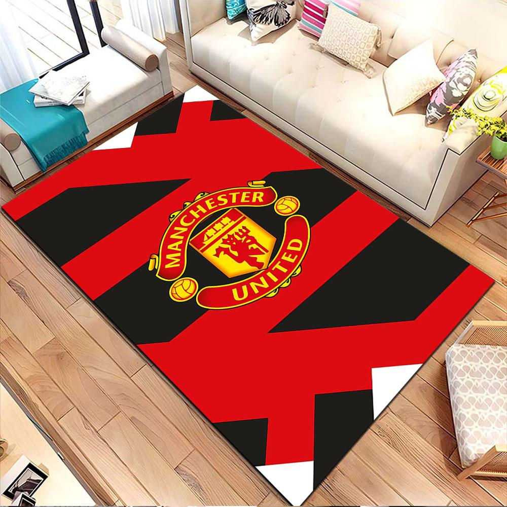 Manchester United Logo Rug Design Patterned carpet, non slip mat suitable for living room and bedroom sofas