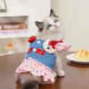 Girl Cats T-shirt Costume Apparel Beach Dress Beach Strawberry Vest for Puppy Dog and Cats Strawberry Dress