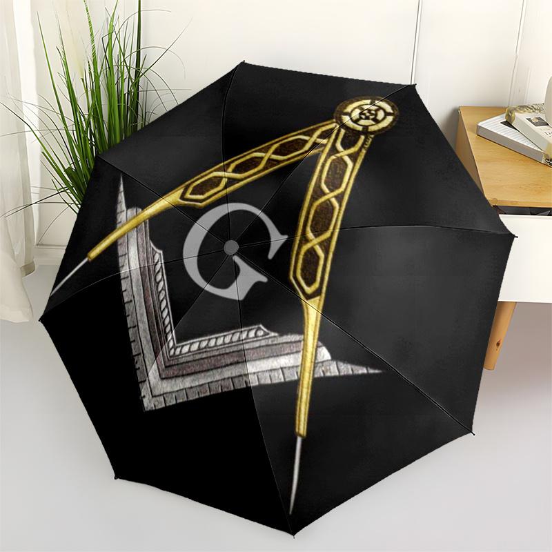 Masonic Square and Compasses Umbrella, Portable 3-Fold Umbrella for Men & Women,Christmas Gift ES226