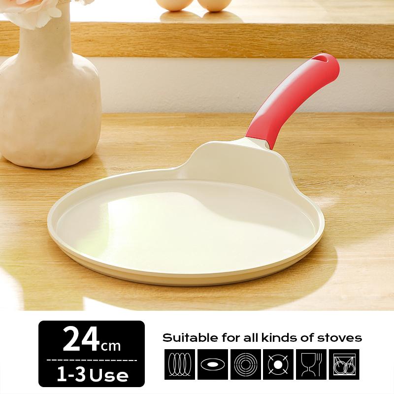 

DONNOR Nonstick Crepe Pan Cooker Pans 9 Inch with Insulating Silicone Handle for Gas, Induction, Dumplings, Steak Frying Pan червоний