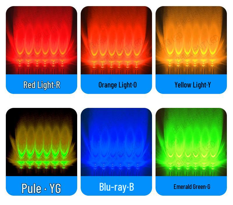 3mm Round Head LED Lamp Beads - High Brightness, Blue, Red, Green, White Emitting Diodes