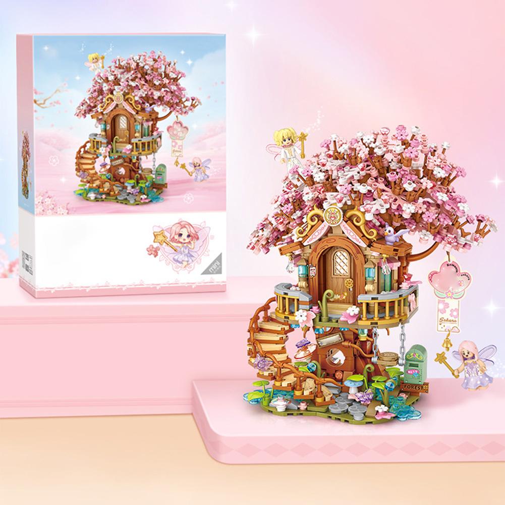 1149pcs Cherry Blossom Tree House Building Sets Flower Treehouse Micro Building Blocks Model Gifts For Girl Boys