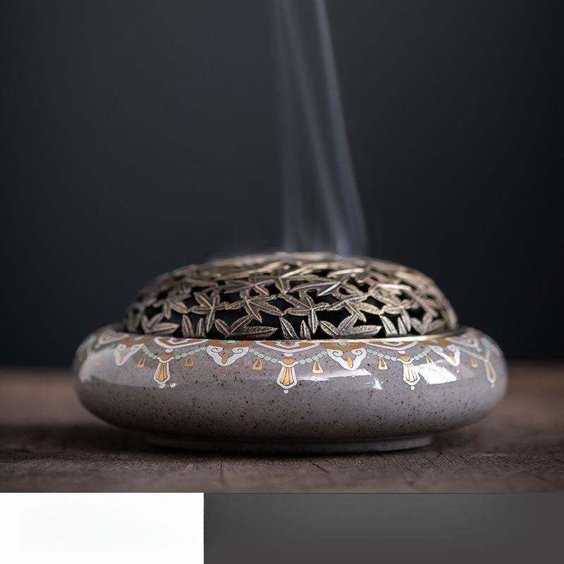 Enamel Color Pan Incense Aromatherapy Burner Dunhuang Incense Burner Ornament Ceramic Incense Burner фиолетовый