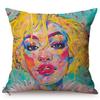 Beautiful Face Oil Painting Art Decorative Throw Pillow Case Funky Woman Portrait Cotton Linen Sofa Cushion Cover Cojines