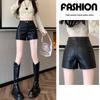 Women's High-Waist PU Leather Shorts - Black, Autumn/Winter 2025, Slimming and Sexy Fit