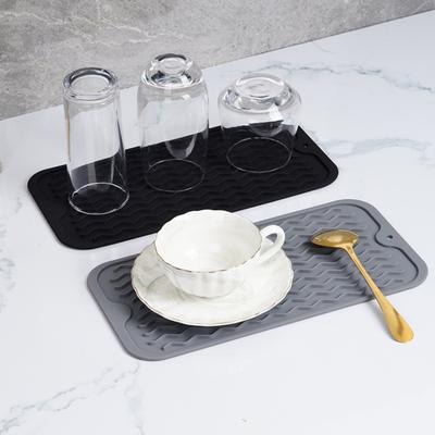 Drain Mat Silicone Multiple Usage Heat-resistant Anti-skid Easy Cleaning Leakproof Kitchen Counter Sink Bar Bottle Cup Dish Drying Mat