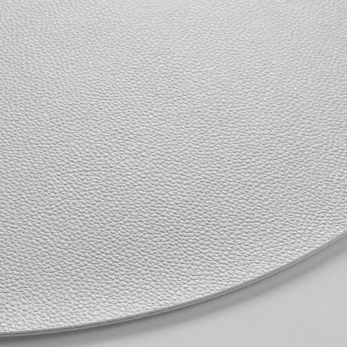 Set De Table - Grani - Rond 38 Cm - PVC - Argent - Lavable