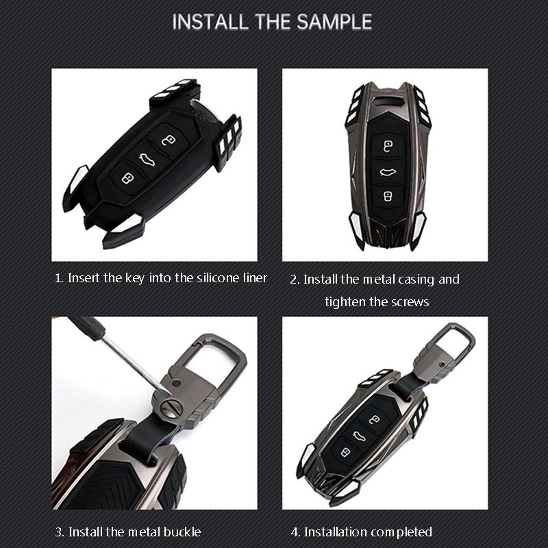 Zinc Alloy Car Key Case Cover For Geely Okavango Coolray Atlas Monjaro Tugella Emgrand GT S Proton X50 X70 Remote Fob Holder