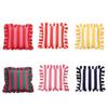 Stylish Square Pillow Cover With Ruffled Trim and Striped Pattern Design Throw Cushion Case For Sofa Bedroom Decors