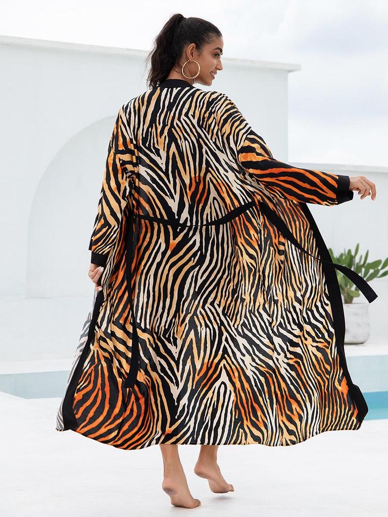 New European & American Cotton Printed Beach Cardigan: Sexy Sunscreen Jacket and Loose Holiday Swimsuit Cover-Up.