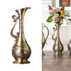 Contemporary Vintage Antique Bronze Metal Vases Geometric Embossed Texture Artistic Decors Flower Arrangement Container