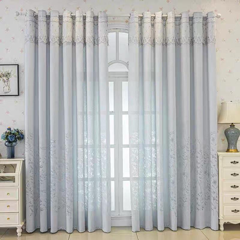 Semi Blackout Curtain Fashion Vine Leaf Pattern Embossed Tulle European Simple Elegant Romantic Durable for Living Room Decor