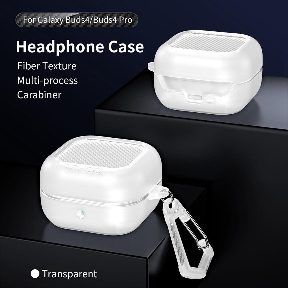 KEYSION Shockproof Case for Samsung Buds 4 Pro Carbon Fiber Texture TPU Silicone Bluetooth Earphone Cover for Galaxy Buds4 4 Pro