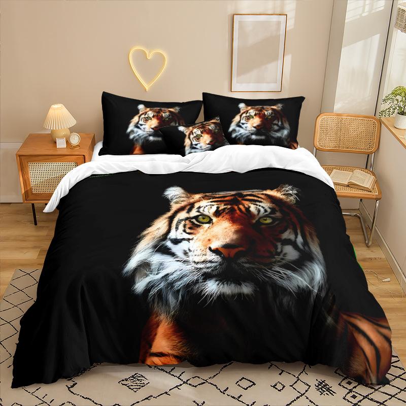 

Комплект постельного белья из трех предметов серии Tiger с 3D цифровой печатью: простыня, пододеяльник 90 * 200 two-piece set
