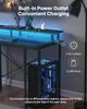120 cm Computer Desk with Smart LED Lights and Power Outlets, Reversible Gaming Office Desk with Monitor Stand and 2-Tier Storage Shelves, Study Work