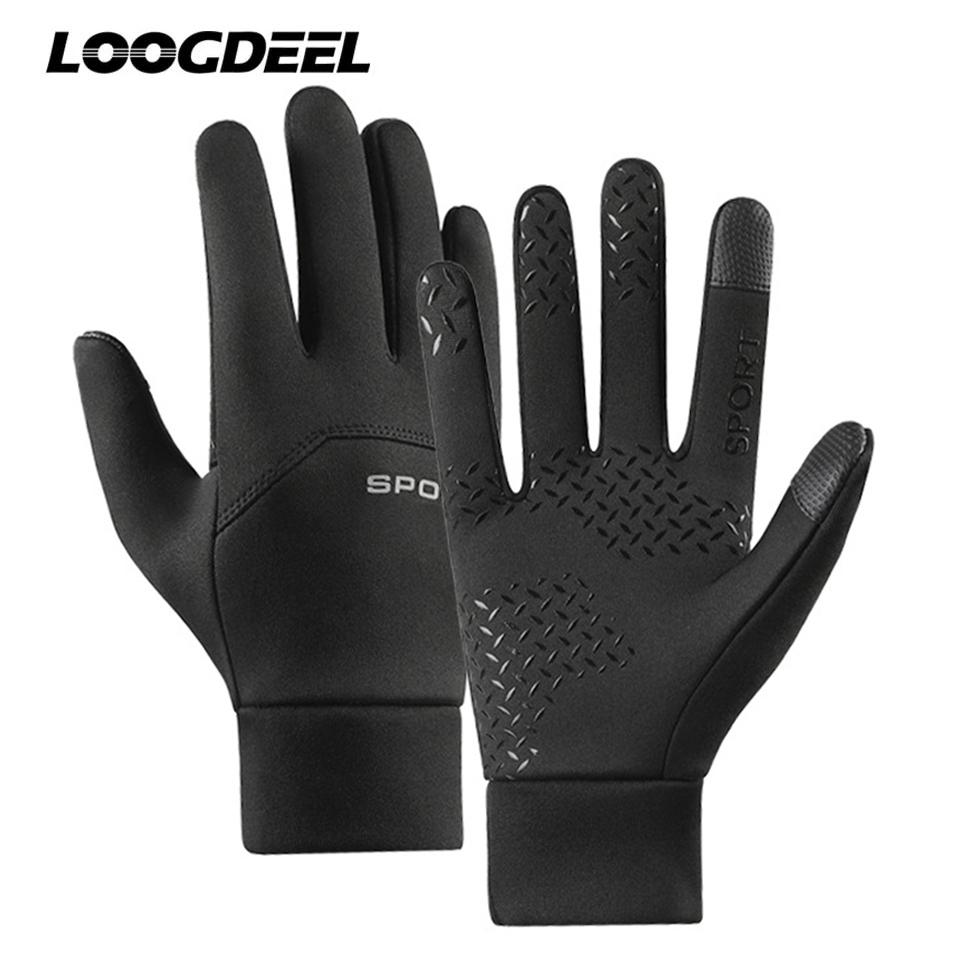 Men Winter Waterproof Cycling Gloves Outdoor Sports Ski Running Motorcycle Touch LCD Screen Fleece Gloves Non-Slip Warm Full Fingers