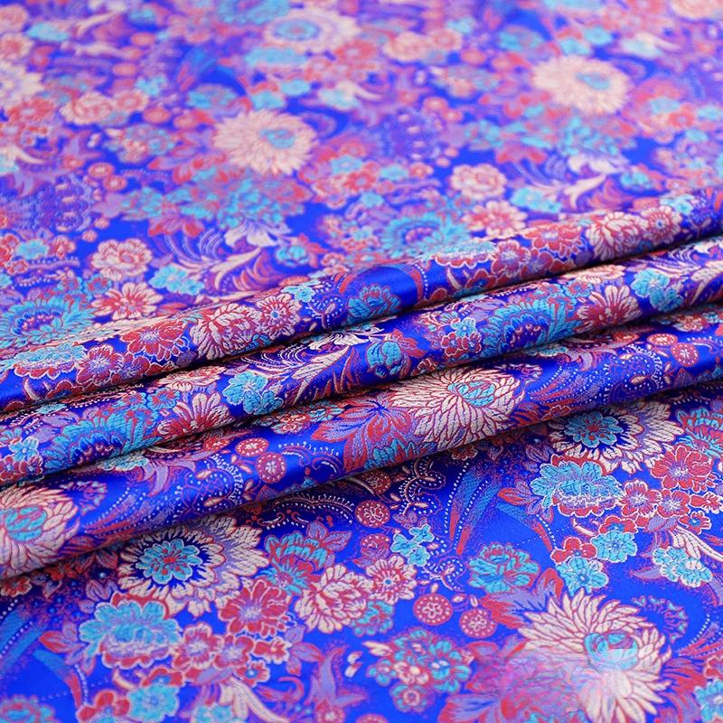 75x100cm Brocade Silk Fabric Beautiful DIY Material with Flower Pattern Sewing Handmade Patchwork Textile Cloth