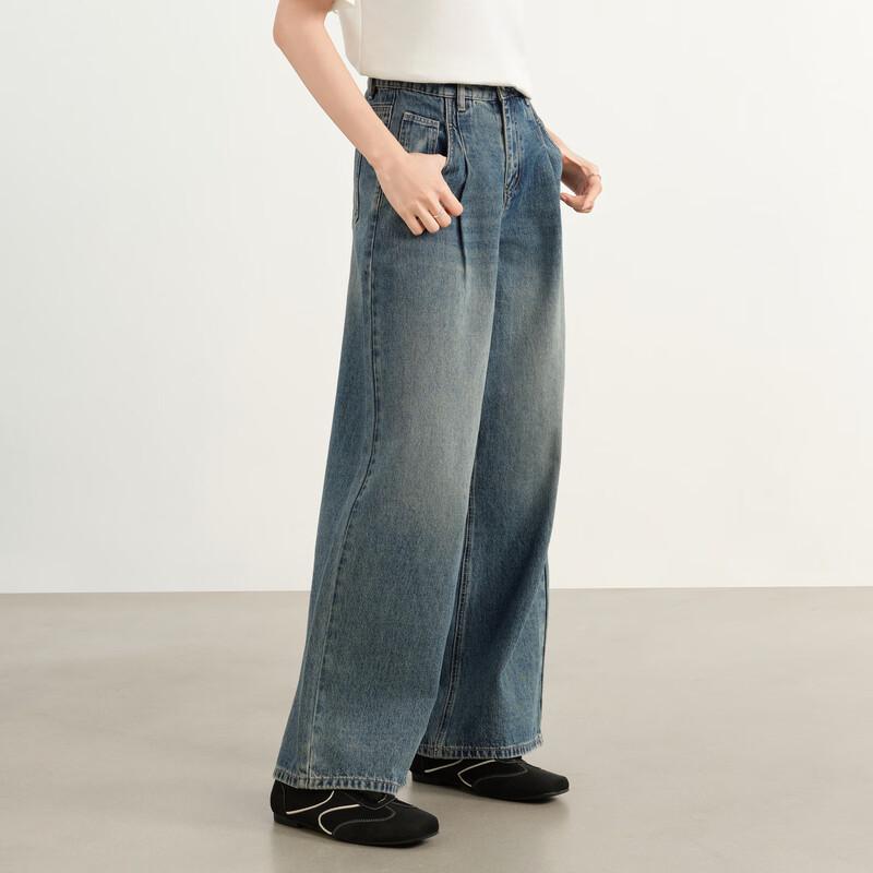 Elva' Island Women's Retro Wide-Leg Denim Trousers