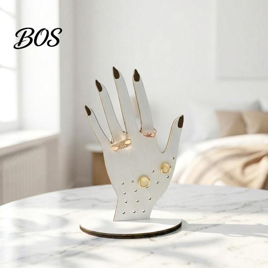 Bracelet And Earring Holder Hand Shape Ring Holder, 2D Wooden Jewelry Display Stand for Retro Rings Necklace, Minimalist Dresser Decor, Decorative