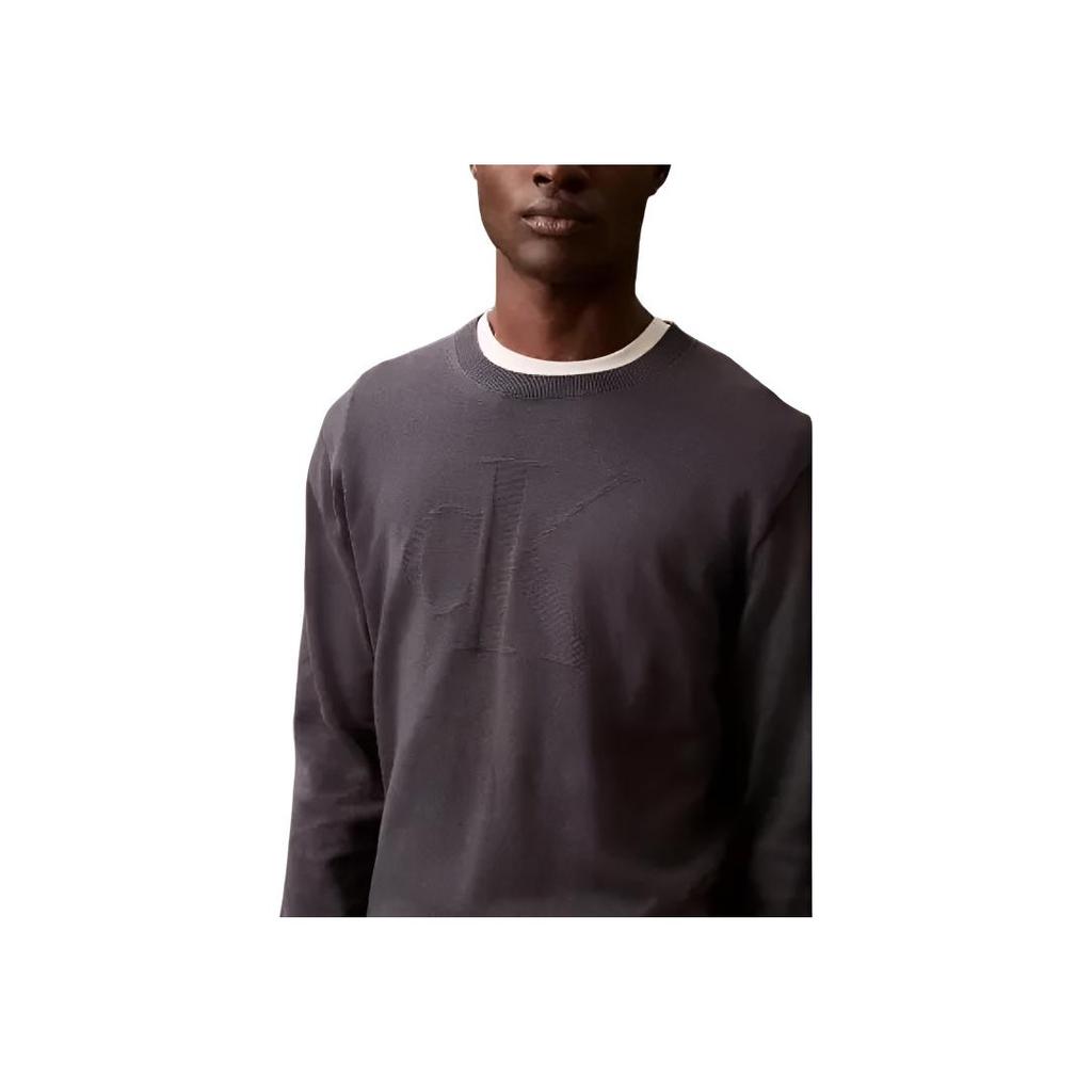 Calvin Klein Minimalist Comfortable Versatile Logo Sweater Men sweater Ebony 40EM300-410