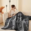 Gothic Skull Damask Flannel Throw Blanket Vintage Black Floral Skull Art Decor Sofa Blanket