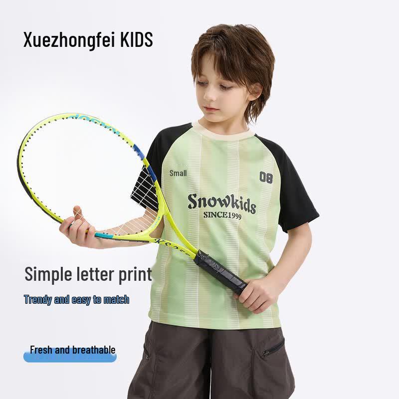 SNOWFLYING Boys Summer Striped Athletic T-Shirt 130