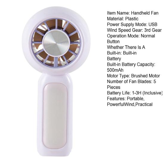 Handheld Fan USB Charging Portable Mini Fan for Outdoor Office High Speed Desktop Fan Lightweight Compact Cooling Fan for Travel Camping Personal