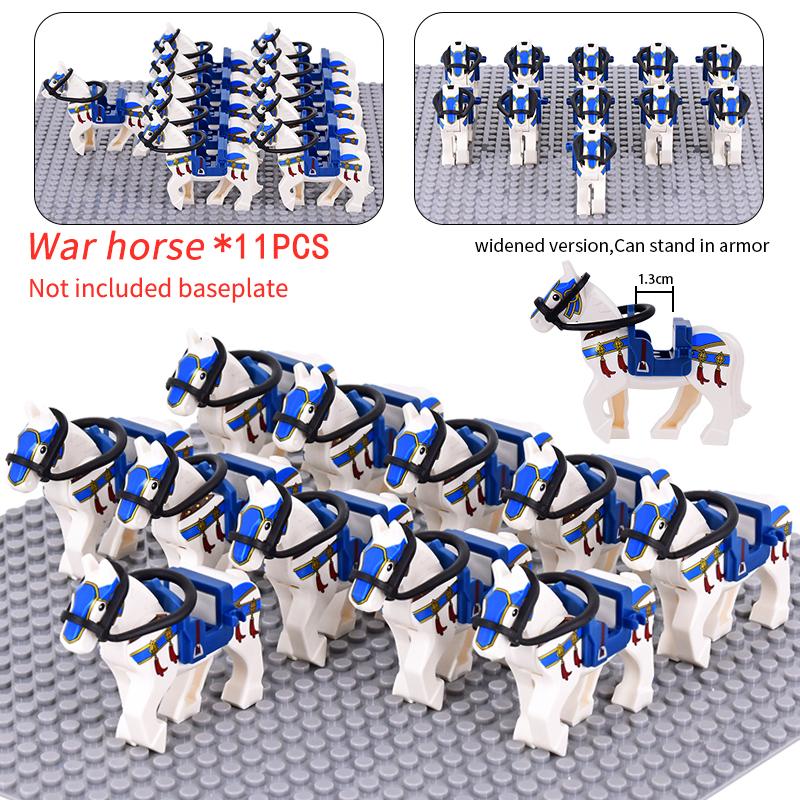 Středověké vojenské sady Figury kavalérie Válečný kůň Zvířata Stavební kostky Díly Rytířské zbraně Příslušenství Hračky pro děti dárky