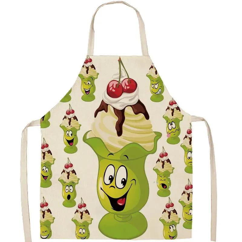 

Summer Refreshing Fashion Ice Cream Series Apron Kitchen Cooking Apron Adult Home Indoor Cleaning Apron Festival Party 47x38cm kid size