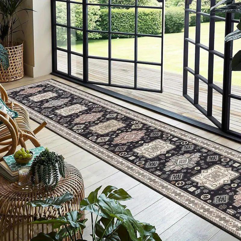 Hallway Runner Rug Anti-Slip Strip Living Room Entrance Carpet Vintage Corridor Kitchen Floor Mat Home Decor