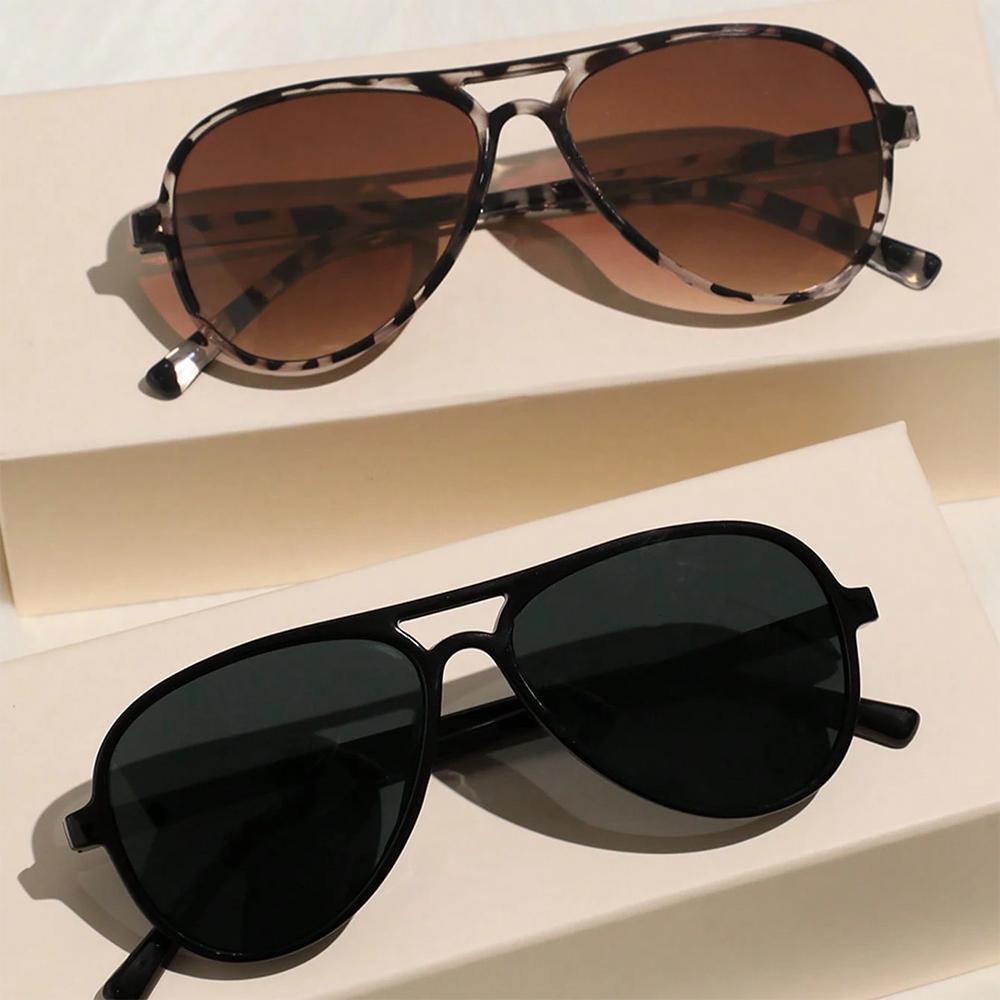 2/3pcs Vintage Aviator Frame Fashion Sunglasses Combination Women Men Trendy Sun Glasses Travel Double Bridge Shades Eyewear UV