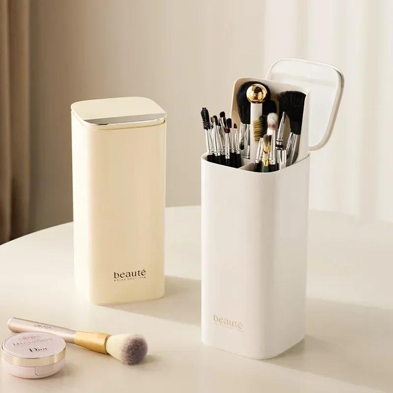 Automatic Dustproof Lifting Makeup Brushes Holder Makeup Brush Holder Desktop Makeup Tools Lipstick Eyebrow Pen Holder Container