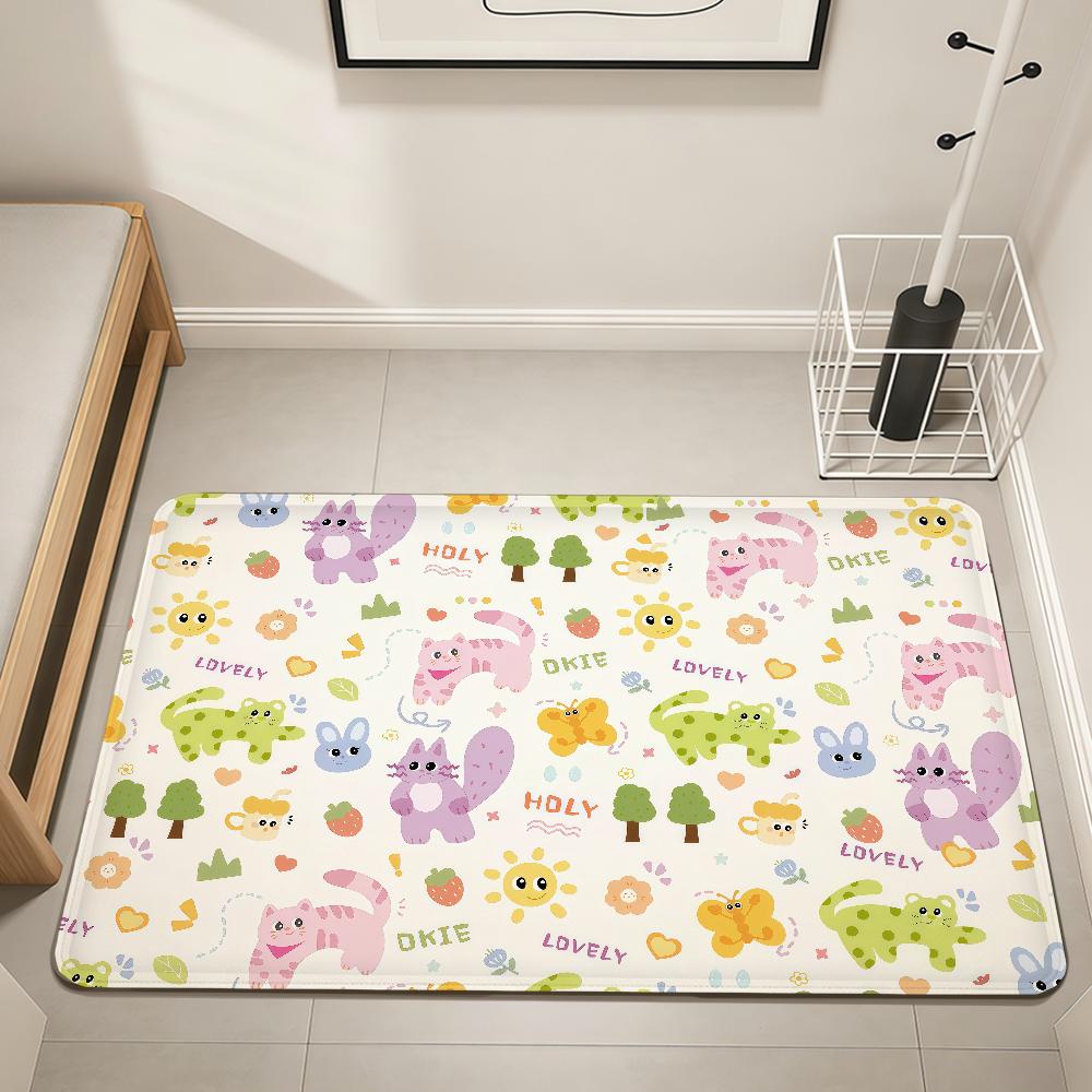 Cute cartoon animal graffiti funny Home Bedside Rug Kitchen Bath Floor Mat Hallway Balcony Carpet Entrance Doormat hogar Decor
