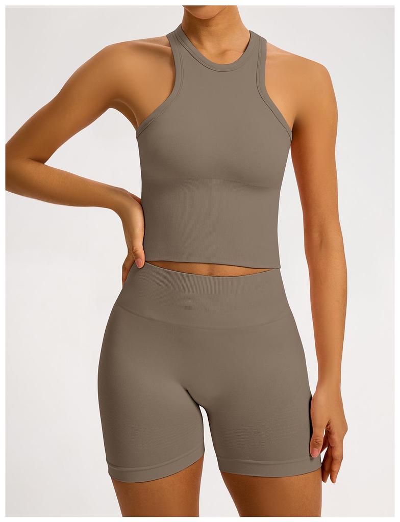 Women’s Seamless Racerback Yoga Tank Top – Belly Covering Fitness Sports Apparel