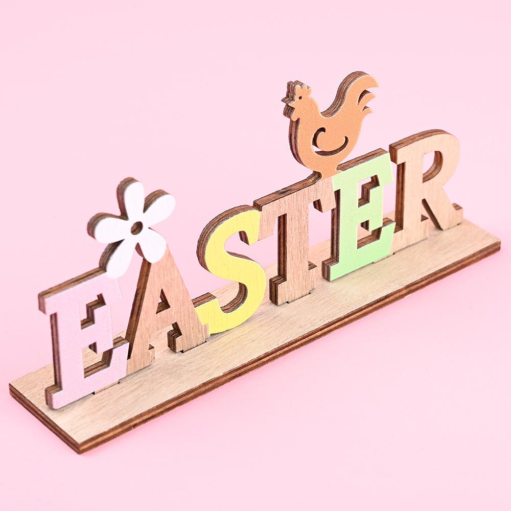Wooden Charming Letter Figurines For Easter Holiday Decor And Atmosphere Festive