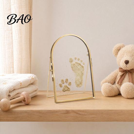 Pet Paw Print Kit Baby Keepsake Frame, DIY Sea Sand Newborn Hand Footprint Kit, Infant Handprint Mold Metal Pressed Picture Floating Cat Dog
