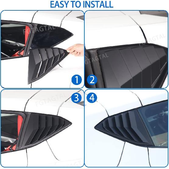 Rear Side Window Louver Cover Compatible with Chevrolet Corvette C8 2020-2025, Rear Window Shutters Trim Cover, Air Vent Scoop Shades Trim