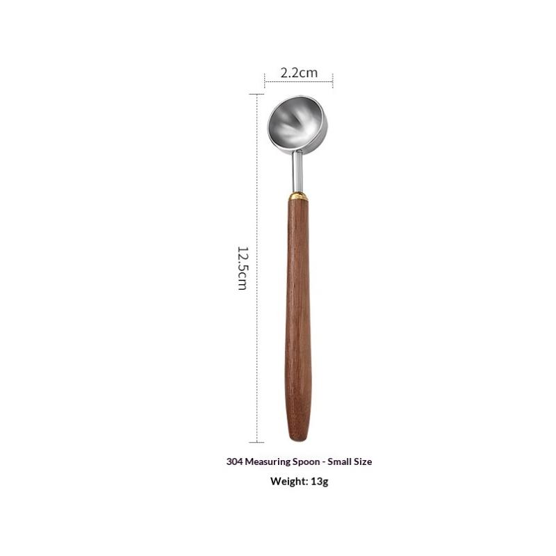 Wooden Handle Stainless Steel Coffee Scoop Tablespoon Measuring Spoon Walnut Wood Long Handle Coffee Spoons For Bar Kitchen
