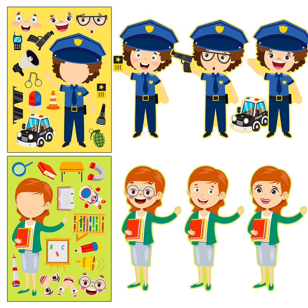 6 Photos/package of Professional Dress-up Puzzle Stickers New Products Parent-child Interaction Puzzle DIY Handmade Stickers