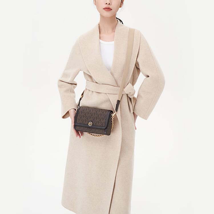 Michael Kors Polyester With Polyurethane With Canvas Crossbody Handbag, Shoulder Bag Women's Brown 32T2G7FC5B-251