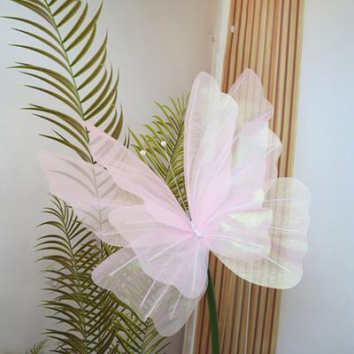 Großer künstlicher Schmetterling, Gaze, Simulations-Schmetterling, 3D, gefälschter Schmetterling mit Kunstperlen für die Wanddekoration bei Hochzeiten, Festivals