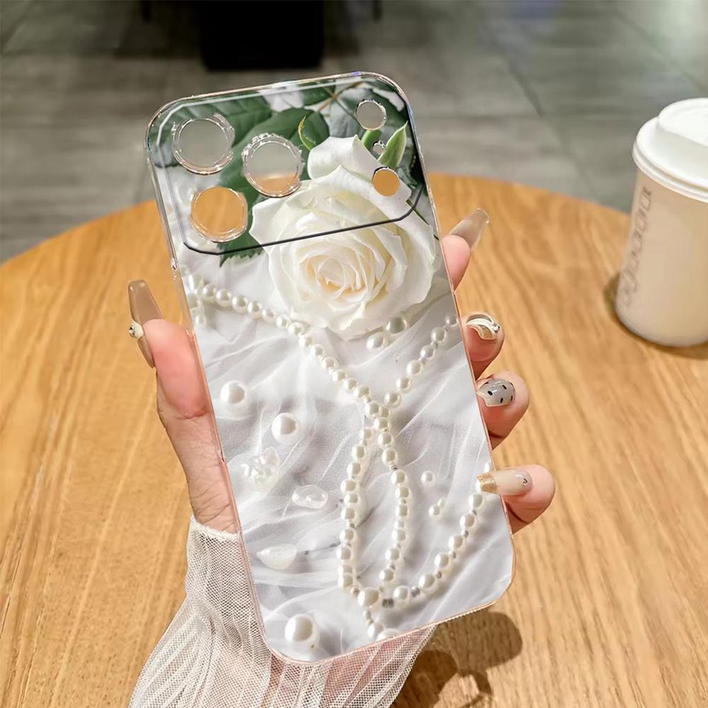 Phone Case For Iphone 7 8 6 Plus 11 12 13 14 Pro Max SE 2020 2022 Couple Rose Flower Oil Painting Clear Transparent Soft Cover
